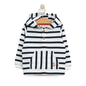 Sweat Rayé Capuche style marin Bébés B2620 BATELA