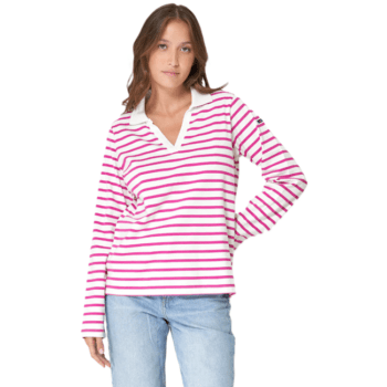 Polo à rayures col V Femmes A1887 de BATELA