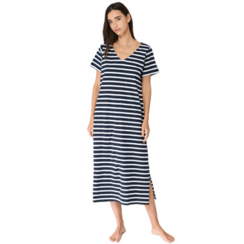 Robe T-Shirt Longue Rayée décolletée V A1893 Femmes BATELA