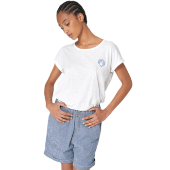 Tee Shirt Femmes A2621 Brodé dos Coquillages BATELA