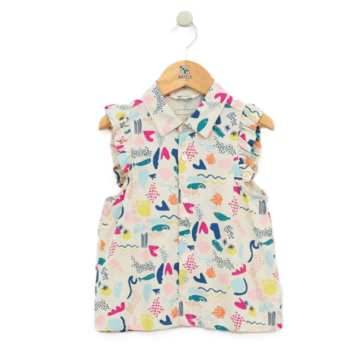 Blouse Sans Manches Volantées imprimée N1966 BATELA