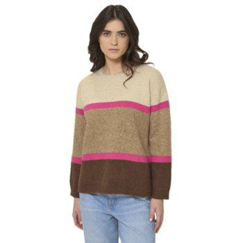 Pull Jersey Rayé Color Block A2531 Femmes BATELA