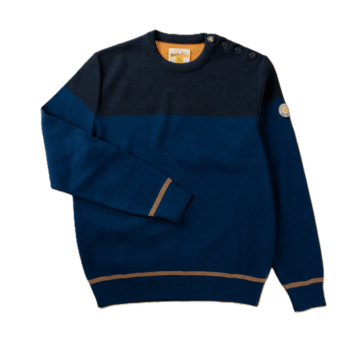 Pull MARIN Bicolore Mérinos Hommes ROYAL MER